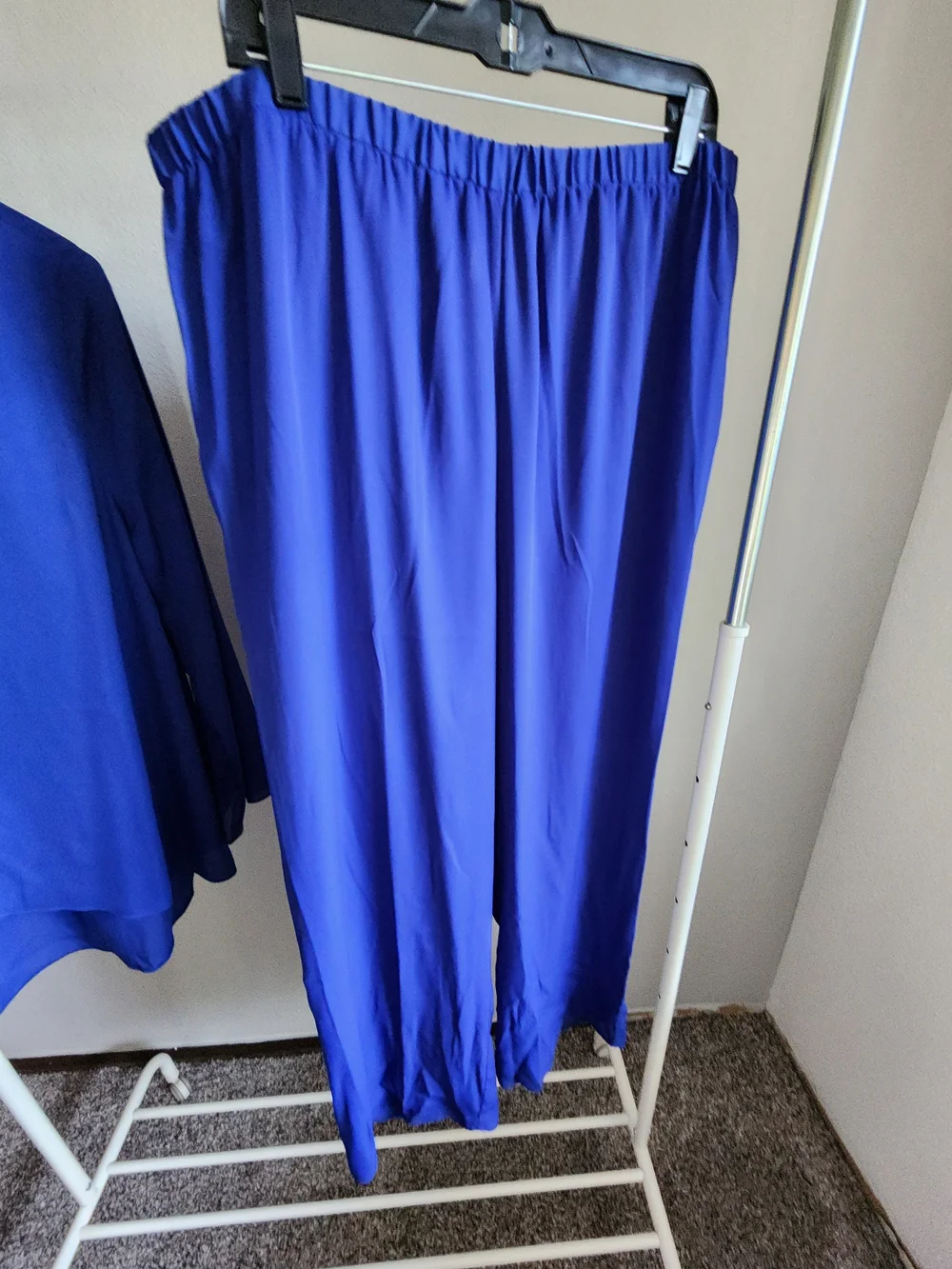 Studio EY Blue Set. Embellished Neck Blouse With Matching Pant.